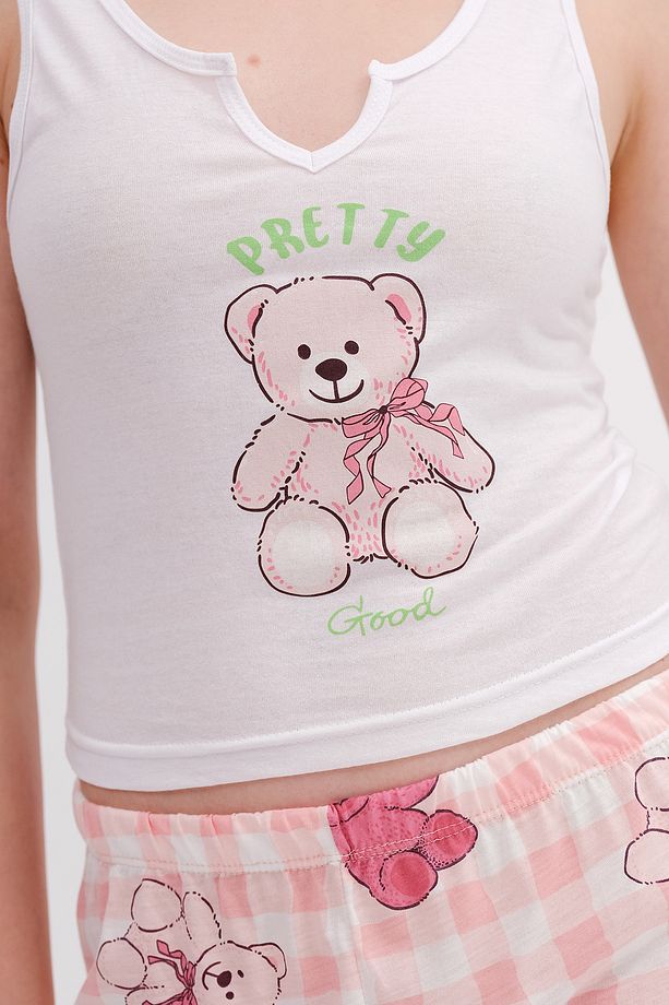 Ayıcık Baskılı Şortlu Pijama Takımı Ş132 - 3