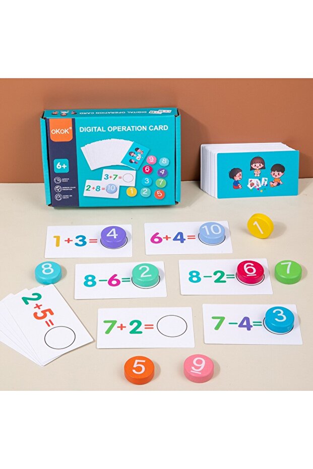 Educational Game – Learn Addition and Subtraction, Wooden Numbers, 46 Boards, Ages 3+, Mult - 6