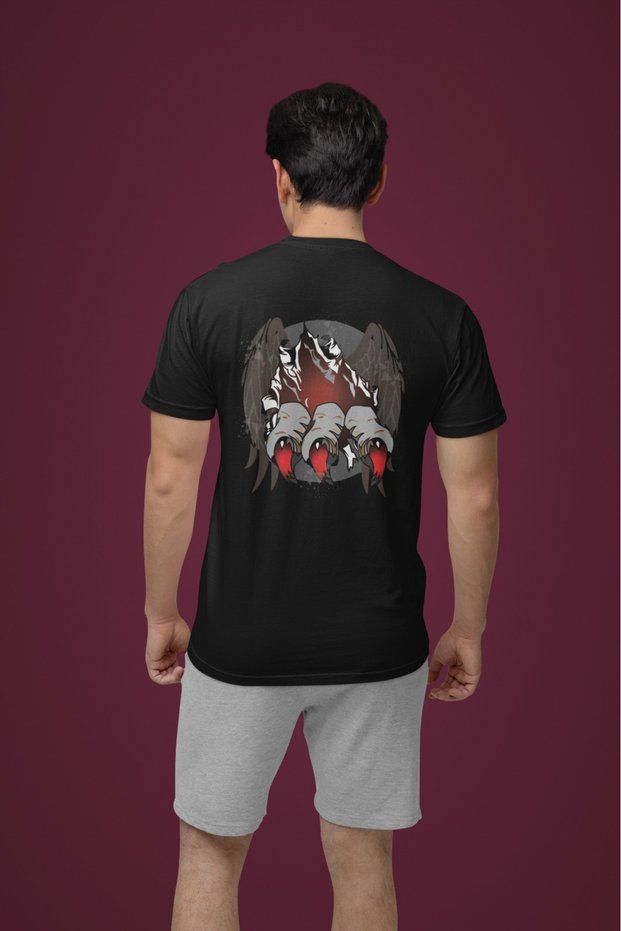 Unisex Men/Women Claw Back Color Printed Oversize 100% Cotton T-Shirt