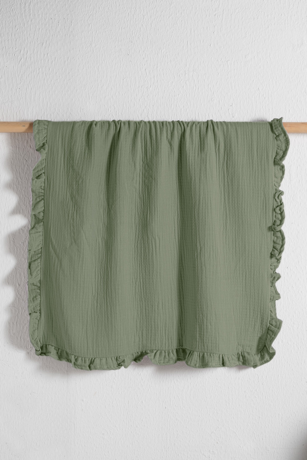 100% Cotton Ruffled & Knitted 4-Layer Muslin Baby Blanket