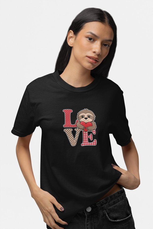 Unisex Men/Women Love Sloth Color Printed Oversize 100% Cotton T-Shirt