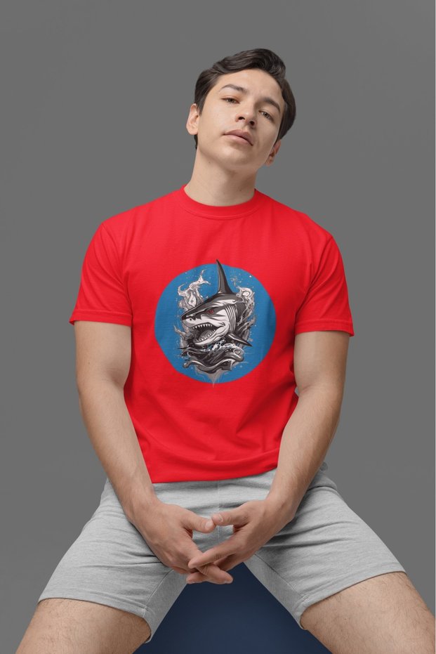 Unisex Men/Women Shark Color Printed Oversize 100% Cotton T-Shirt