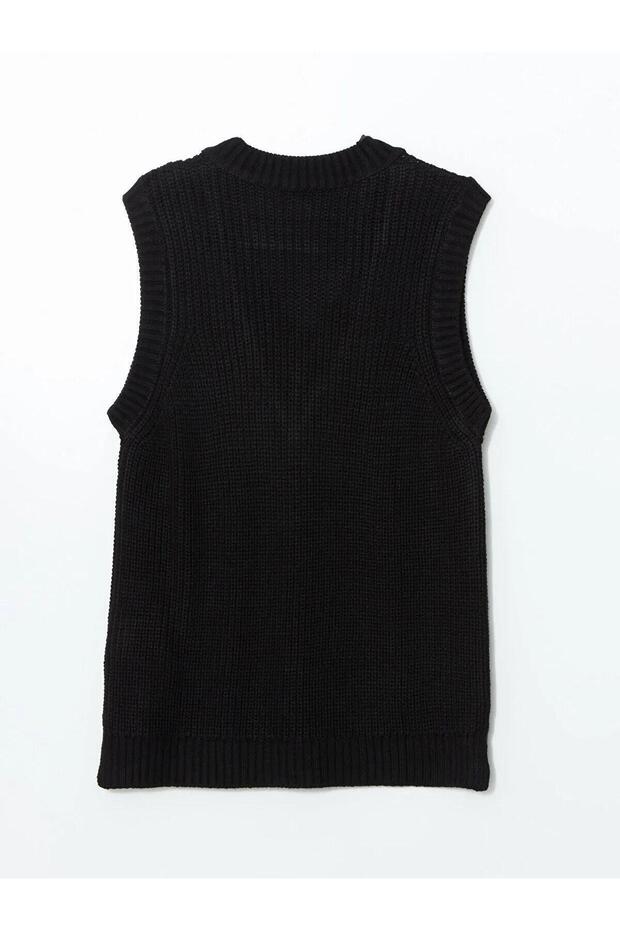 LCW Modest V Yaka Kadın Triko Süveter (W5) - 6