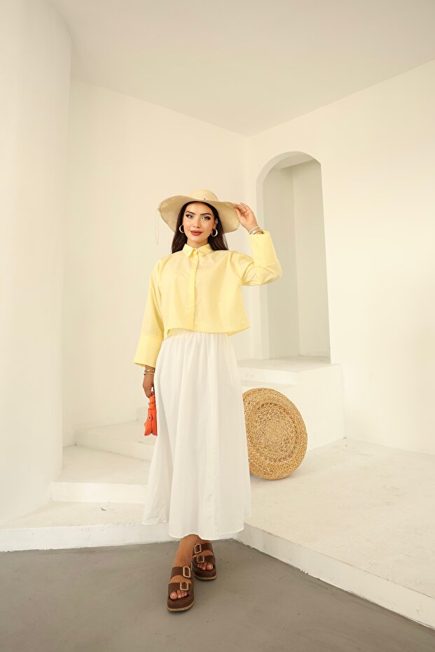 Poplin Basic Gömlek Limon - 3