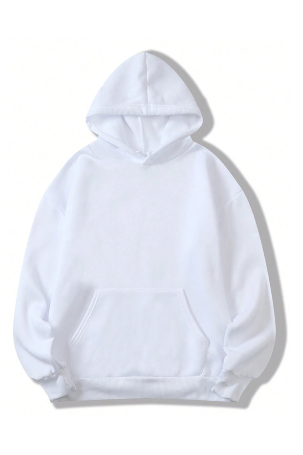 White Unisex Women/Men Plain Color Cotton Oversize Hoodie