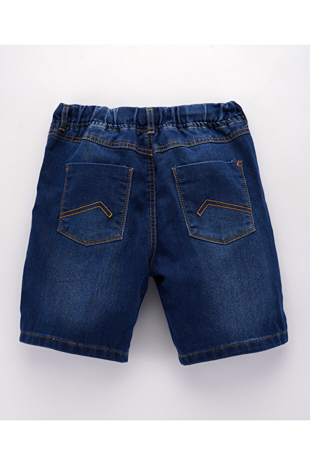 Basic Knitted Denim Shorts - Blue - 2