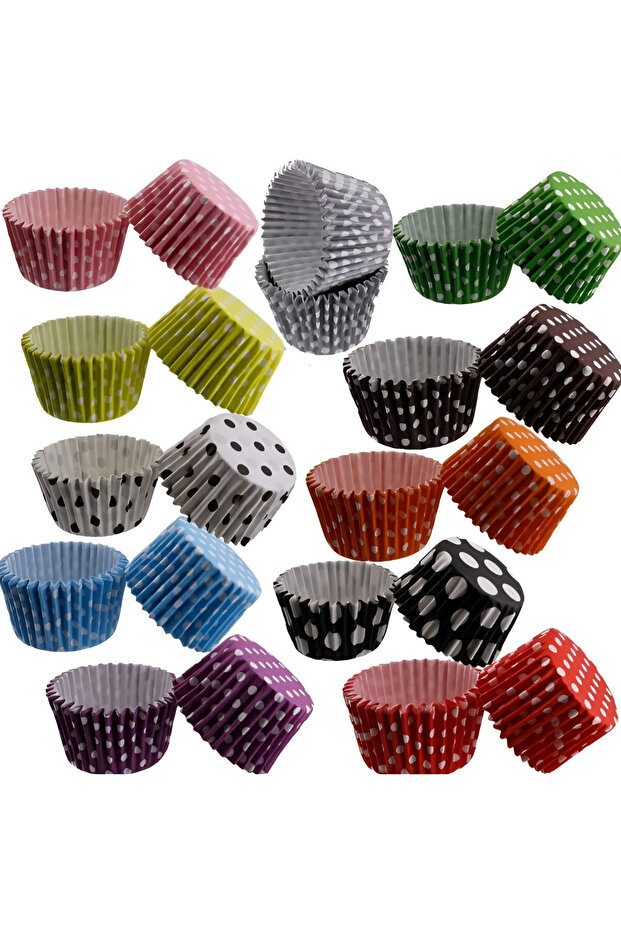 200 Adet Muffin Küçük Cupcake Kağıdı, Renkli Kağıt Muffin Kek Kalıbı Desenli - 5