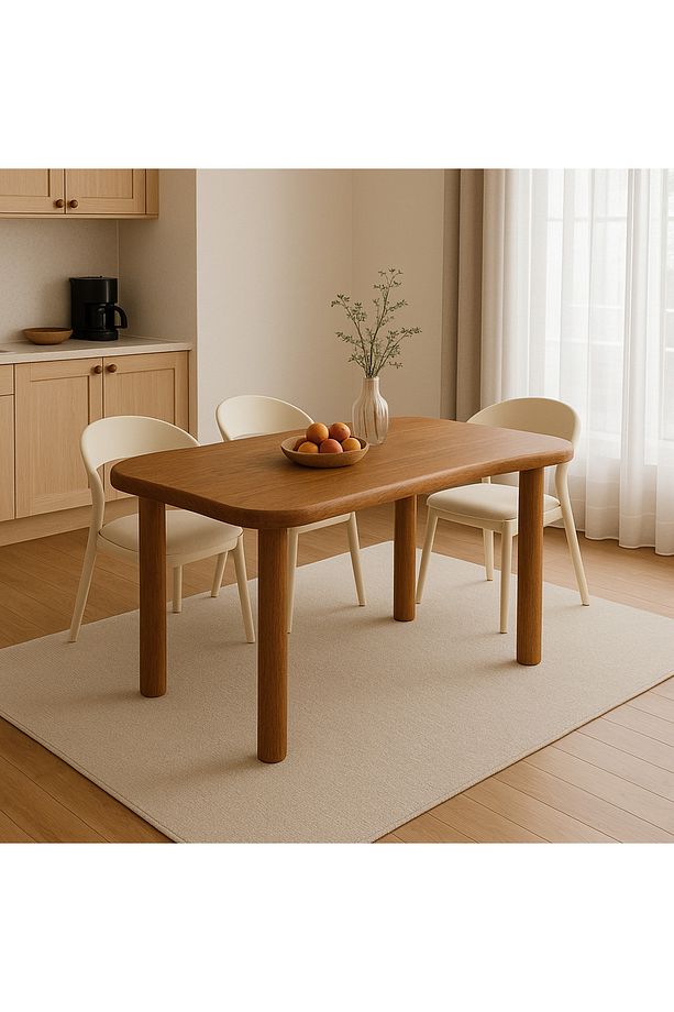 Masif Kayın Ahşap Dalga Formlu Yemek Masası Modern - 4