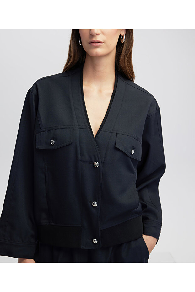 Kumaş mix bomber ceket - 2