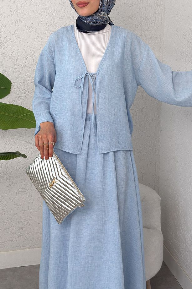 İp Bağcıklı Kimono Etek Takım 2367 - BEBE MAVİSİ - 3
