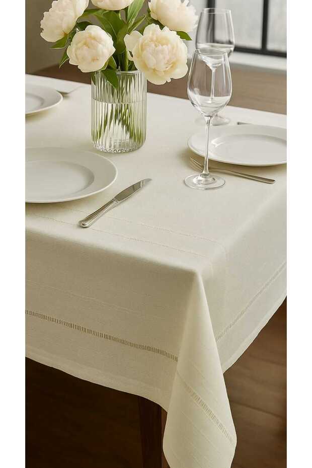 1. Sınıf Lüks Antik Keten Masa Örtüsü - 3