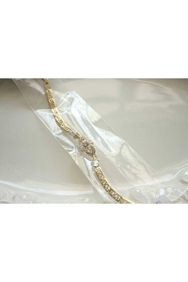 Zircon Steel Bracelet with Butterfly Flower