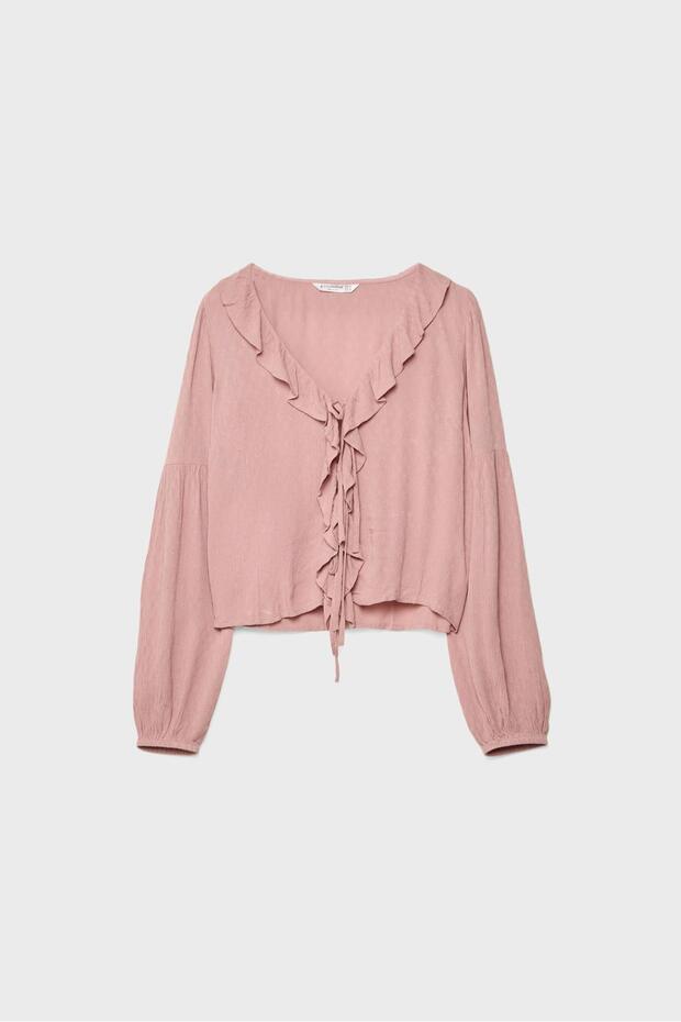 Fırfırlı dökümlü bluz - 5