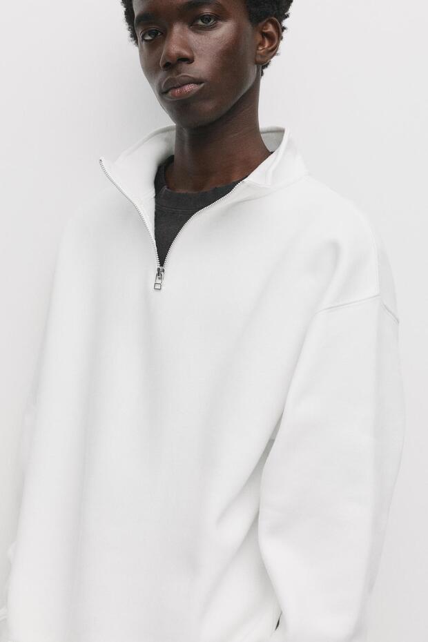 Fermuarlı dik yaka basic sweatshirt - 4