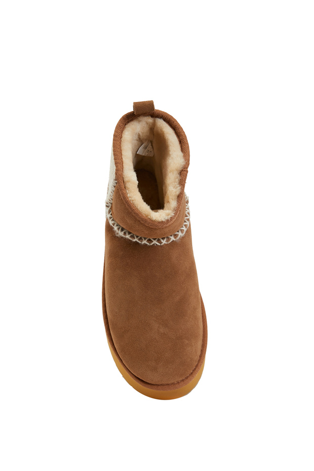 Stinger Knit Flatform Taba Kadın Deri Bot - 4