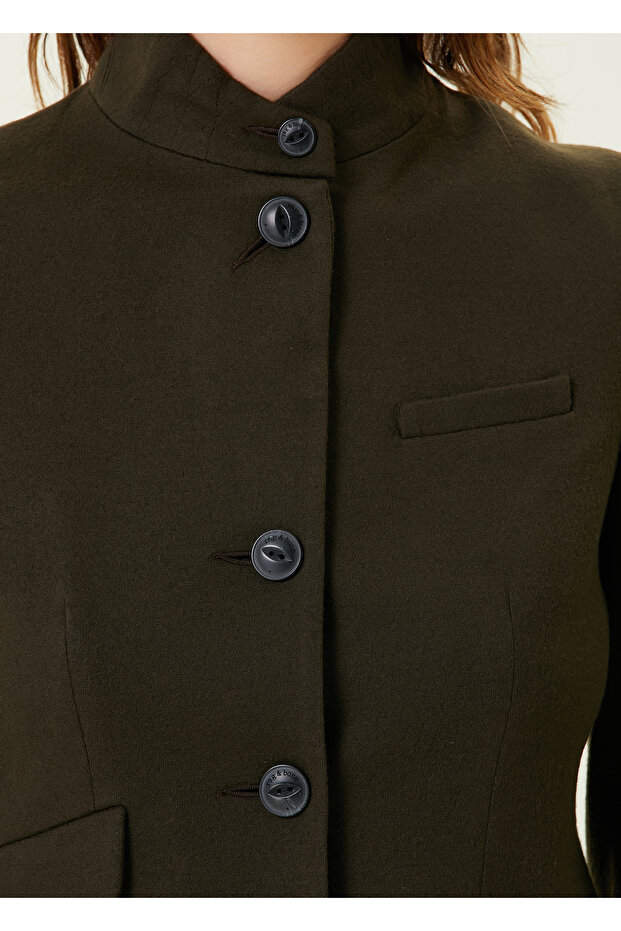 Haki Dik Yaka Yün Blazer - 4