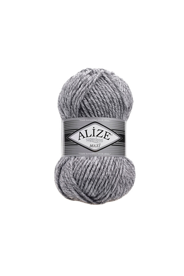 Superlana Maxi Hand Knitting Yarn 100g – 75% Acrylic 25% Wool – Color No: 801 - Jaspe Gray