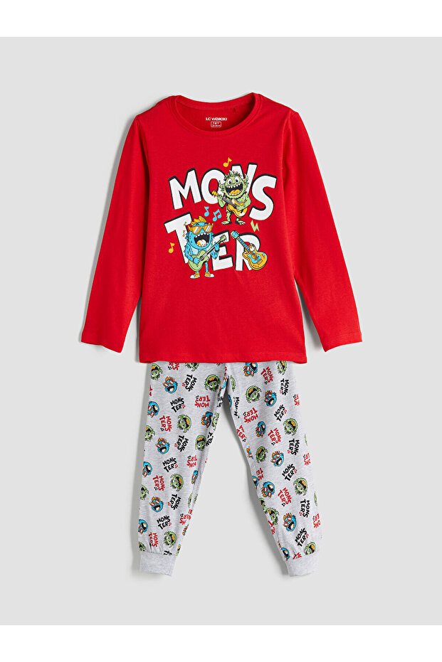 Bisiklet Yaka Erkek Çocuk Pijama Takımı - 1