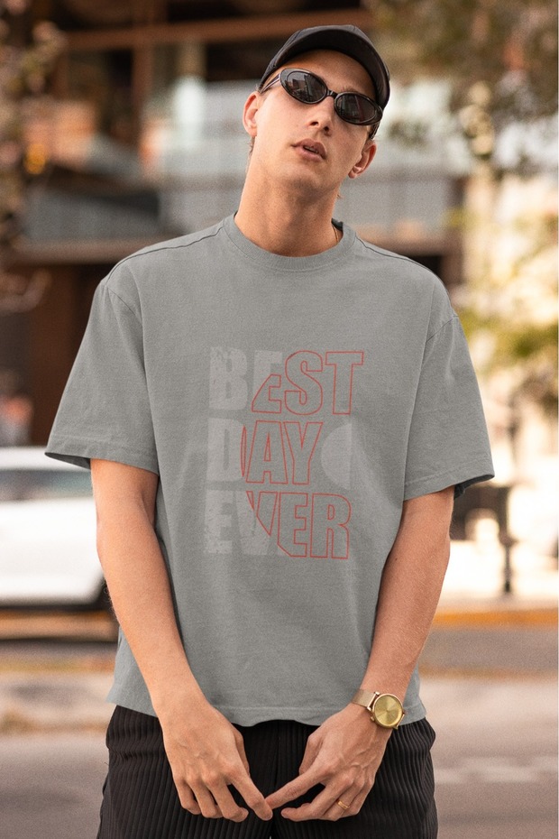 Men/Women Best Day Ever Transfer Printed Round Neck Short Sleeve T-Shirt