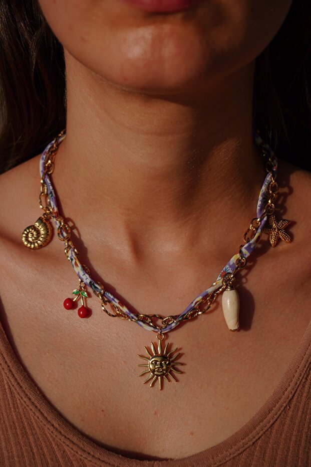 قلادة سلسلة من القماش المنقوش - 1