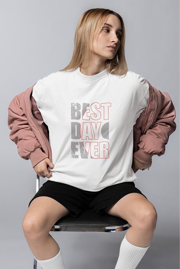 Men/Women Best Day Ever Transfer Printed Round Neck Short Sleeve T-Shirt