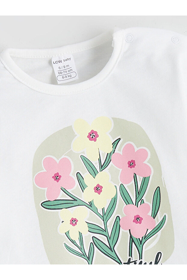 Bisiklet Yaka Kız Bebek Tişört ve Jean Şort - 3