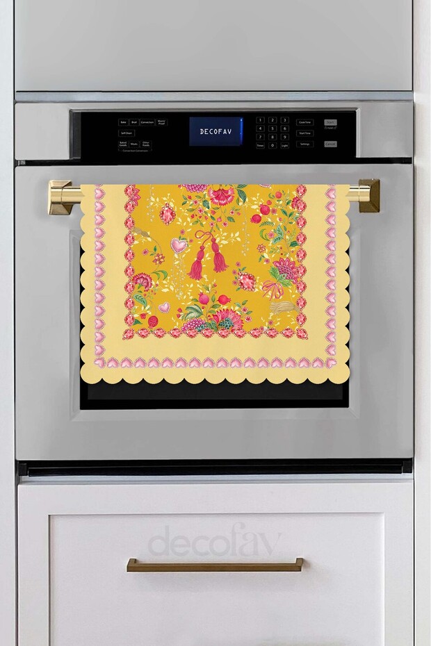 Love Bloom Heart Colorful Floral Yellow Laser Cut Oven Cover