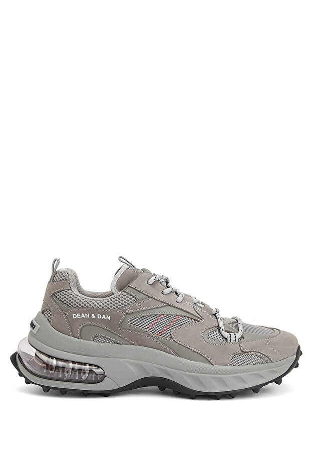Gri Erkek Deri Sneaker - 1