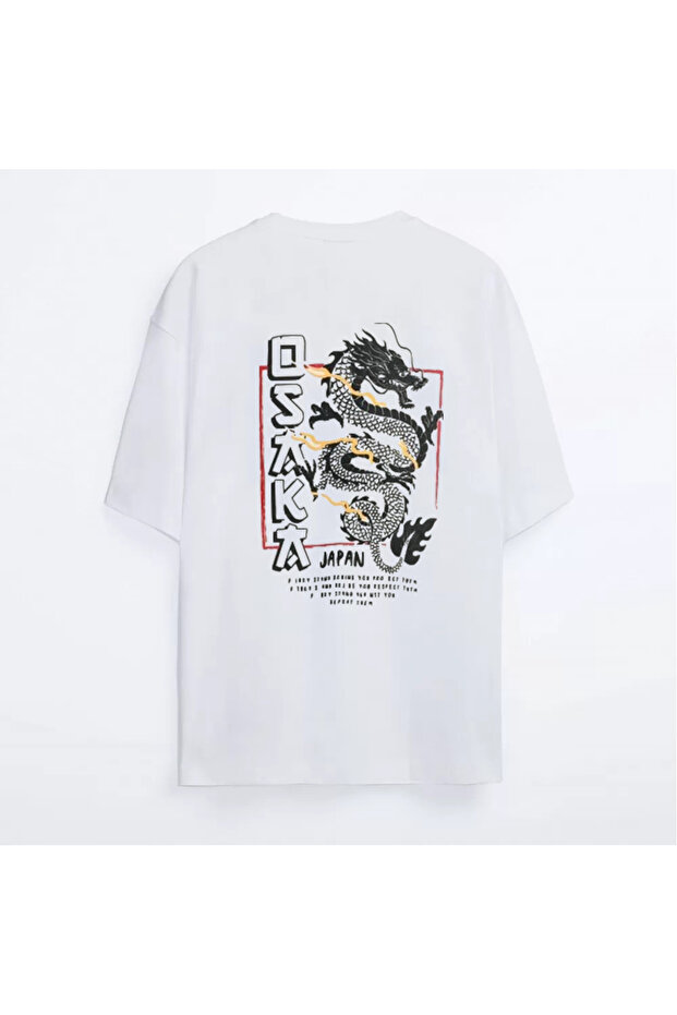 Unisex White Oversize T-shirt Printed Osaka T-Shirt