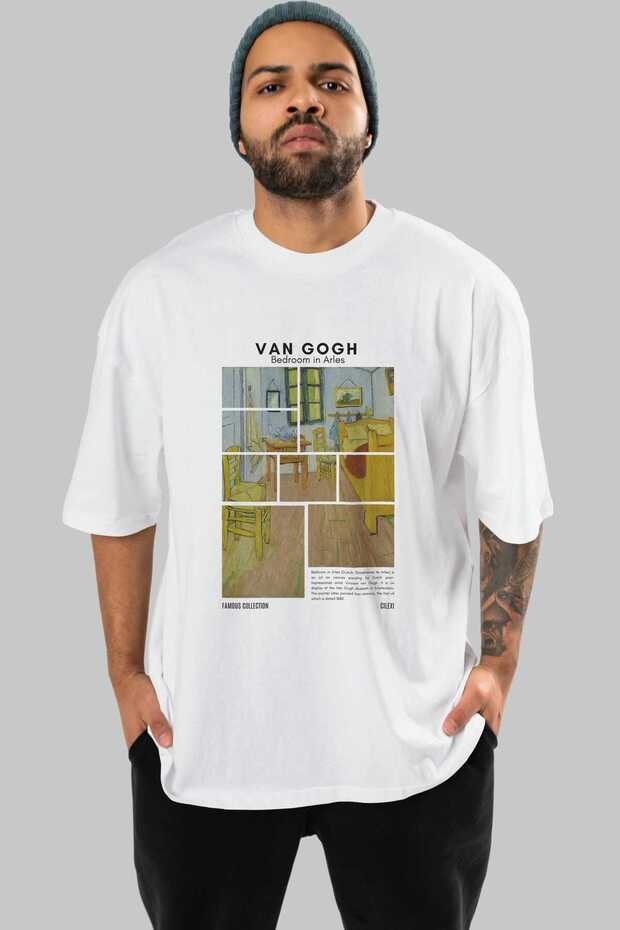 Van Gogh Front Printed White Oversize T-Shirt Men Women Crew Neck Cotton t Shirt