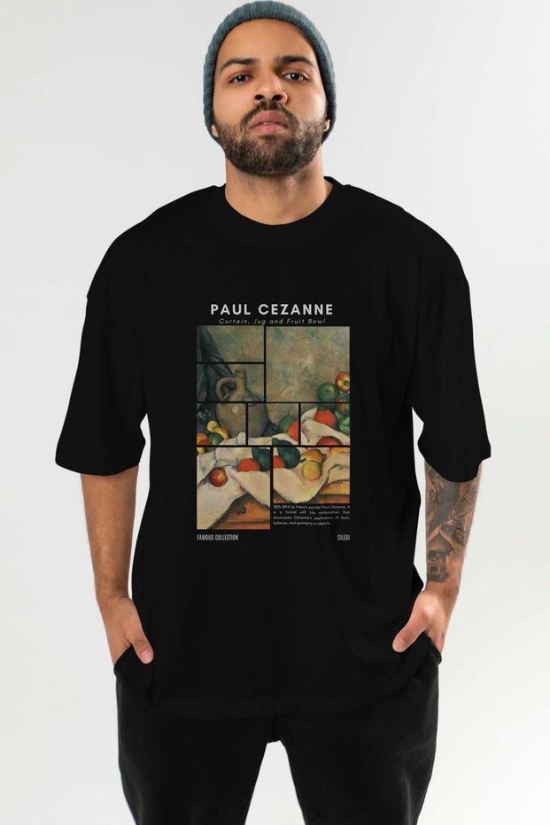 Paul Cezanne Curtain Front Printed Black Oversized T-Shirt Men Women Crew Neck Cotton t Shirt