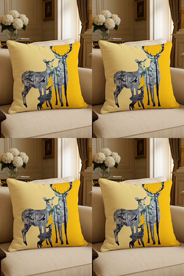 Special Design Digital Print Decorative Cushion Cover 43x43 cm Reversible 4-Piece Set
