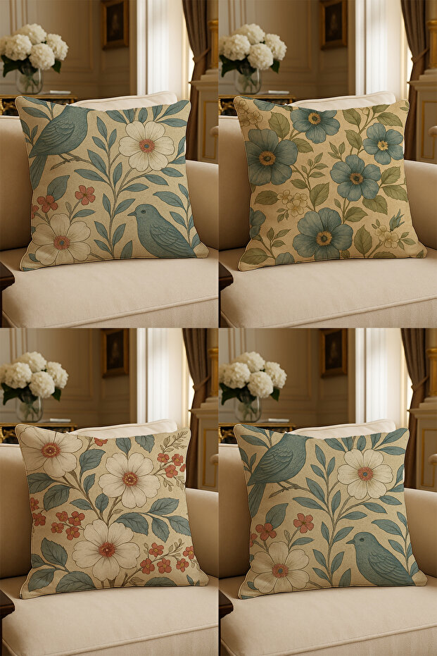 Special Design Digital Print Decorative Cushion Cover 43x43 cm Reversible 4-Piece Set