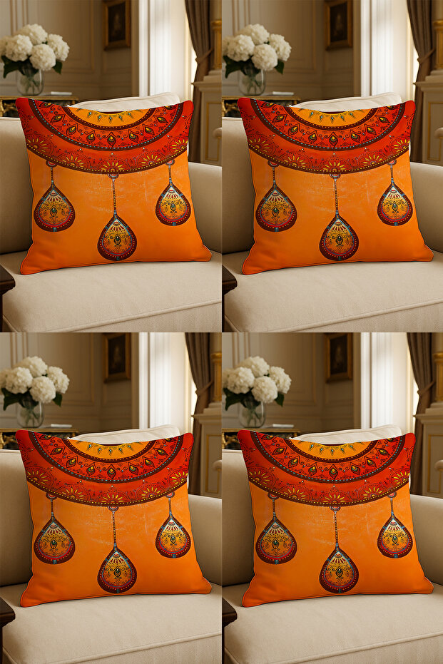 Special Design Digital Print Decorative Cushion Cover 43x43 cm Reversible 4-Piece Set