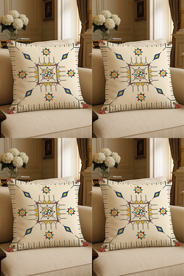 Special Design Digital Print Decorative Cushion Cover 43x43 cm Reversible 4-Piece Set