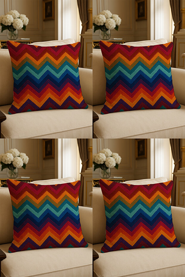 Special Design Digital Print Decorative Cushion Cover 43x43 cm Reversible 4-Piece Set