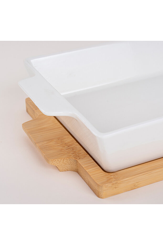 طبق مستطيل للفرن/التقديم مع الخيزران - 2