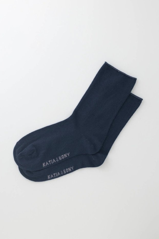 Women's Navy Blue Colored Elasticless Modal Fabric Thin Socks