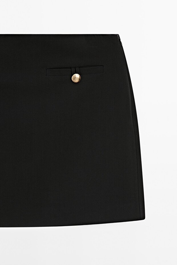 Düğmeli mini etek - 7