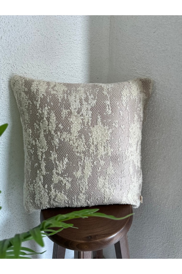 غطاء وسادة من القماش المنسوج بنمط Punç Ecru (ليس طباعة رقمية) Pattern2 - 4