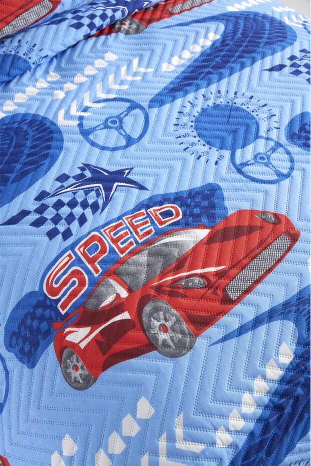 Ultrasonik Kapitoneli Speed Tek Kişilik Yatak Örtüsü Mavi - 4