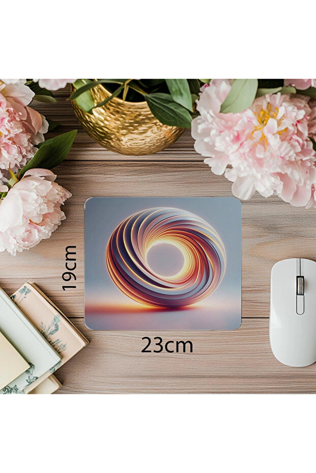 Modern Mouse Pad with Minimal Donut Form - 19X23 cm 2 mm Rectangle Imported Printed Mouse Pad - 1