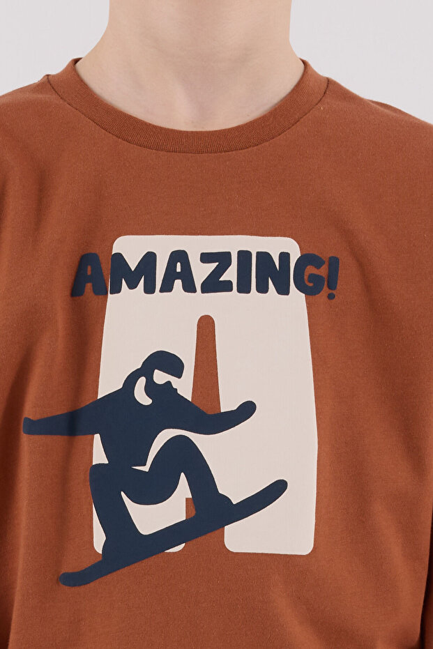 Boy's Brown Pajama Set - 6