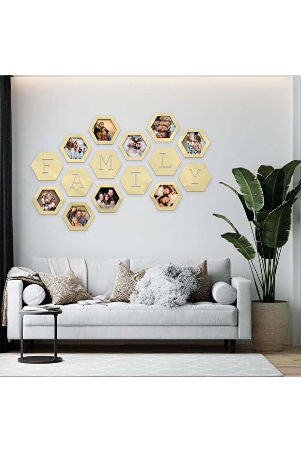 Gold acrylic panel with framed pattern - 1