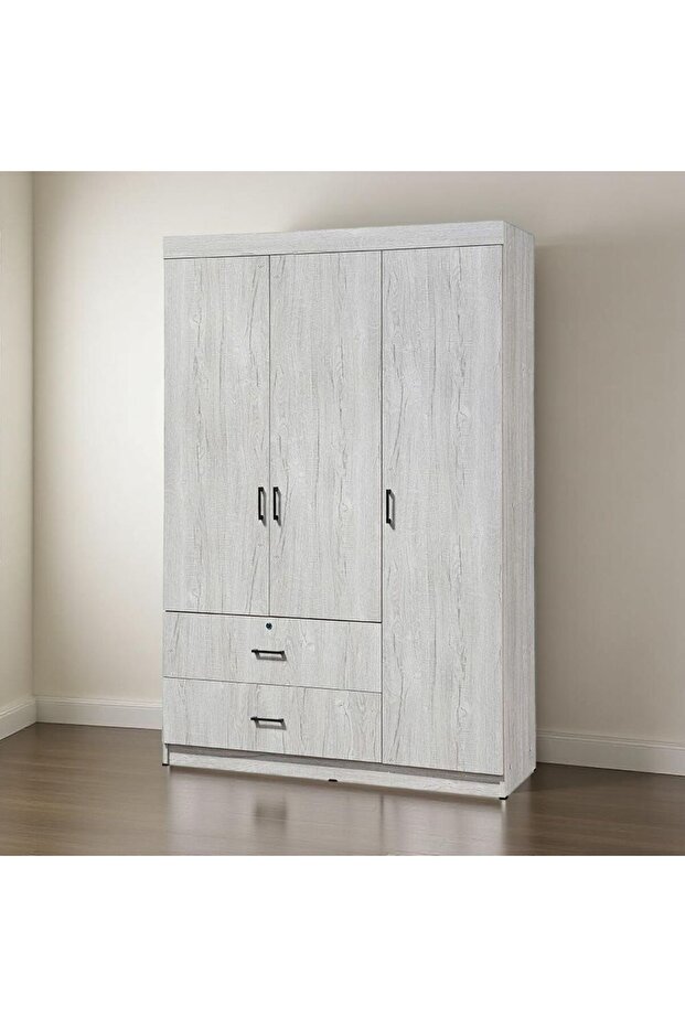 Selva 3 Door + 2 Drawer Wardrobe - White Oak L120xW42xH181cm