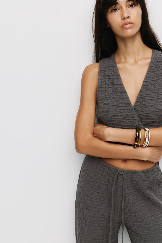 Büzgülü efektli jogger pantolon - 3