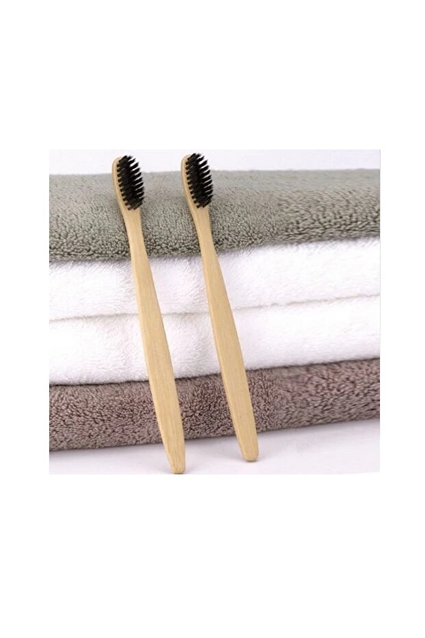Family Pack 100% Natural Bamboo Toothbrush (Adult Black 2-Piece, Child Black Single)