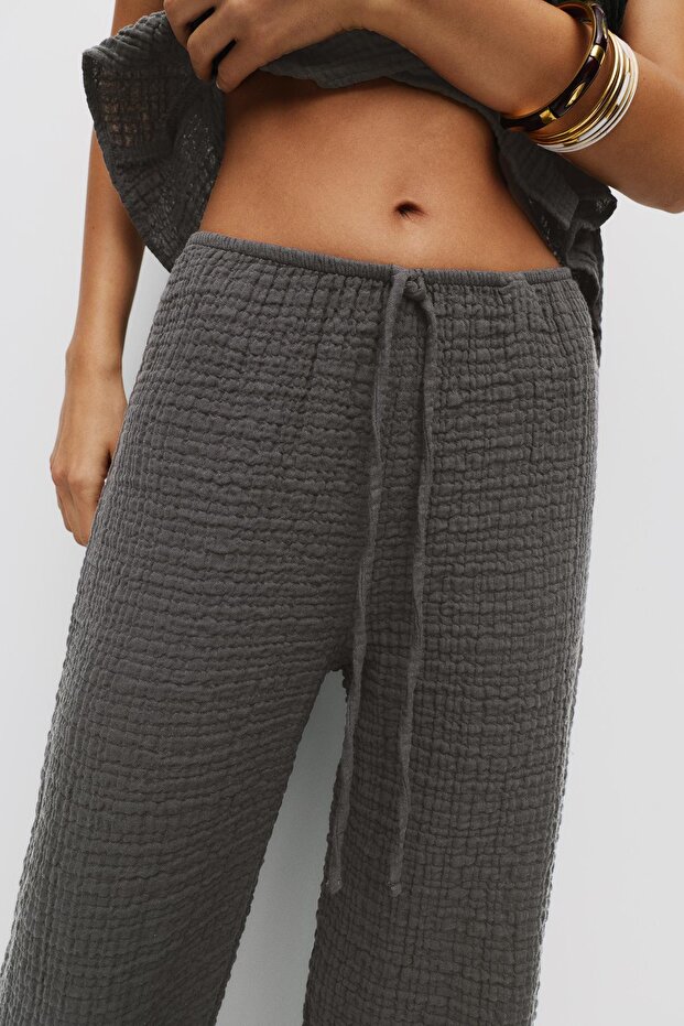 Büzgülü efektli jogger pantolon - 5