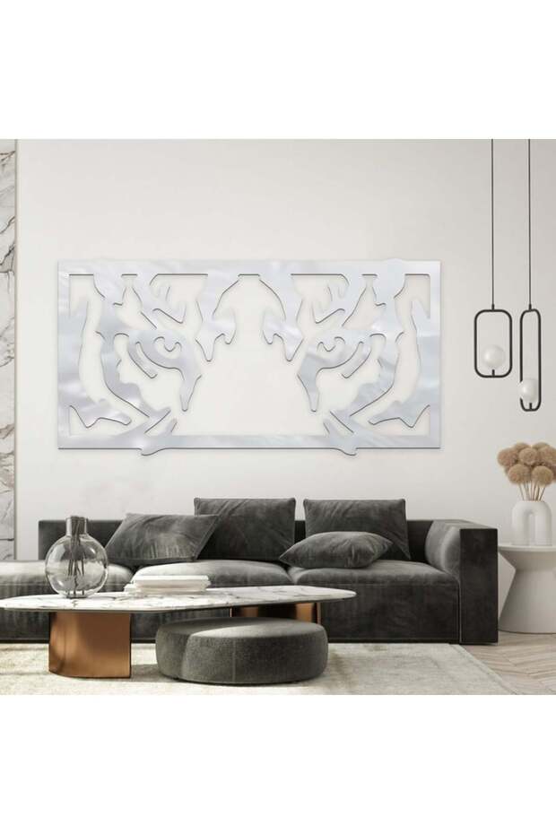 لوحة اكريلك فضي بنقشة نمر - 1