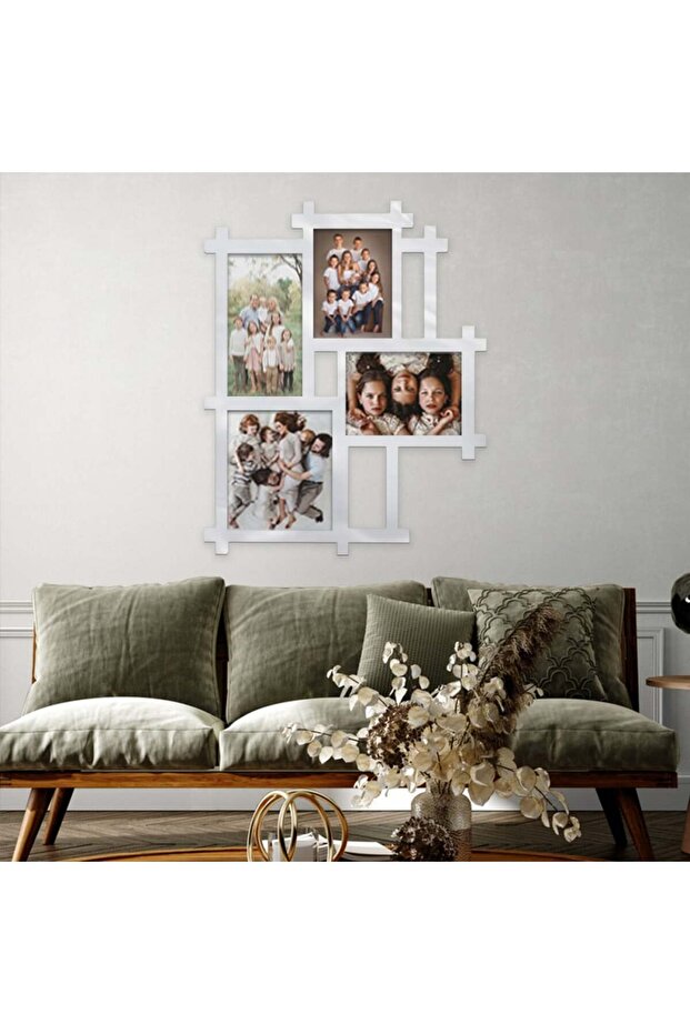 لوحة اكريلك فضي بنقشة إطارات - 1